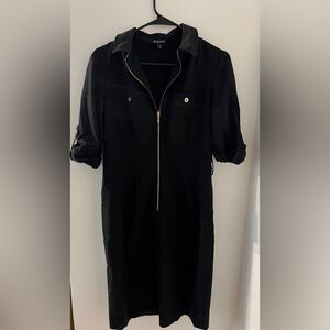 Roz & Ali Black Long Sleeve Dress with Zipper
